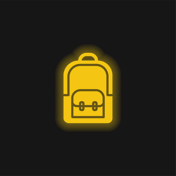 Rugzak geel gloeiende neon pictogram - Vector, afbeelding