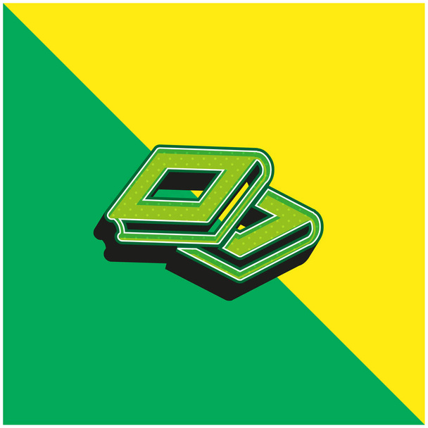 Книги Зеленый и желтый современный 3D-иконка логотип - Вектор,изображение