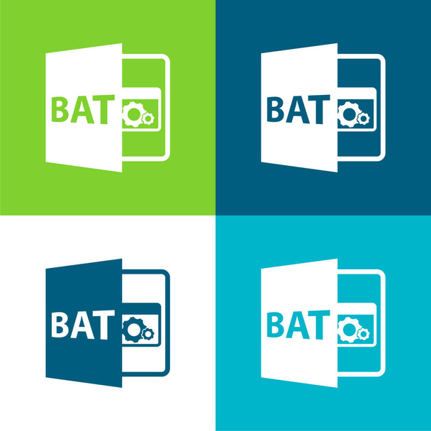 Símbolo de formato de archivo BAT Plano conjunto de iconos mínimo de cuatro colores - Vector, Imagen