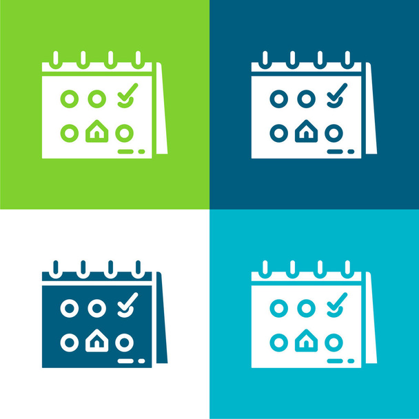 Booking Flat four color minimal icon set - Vector, Image