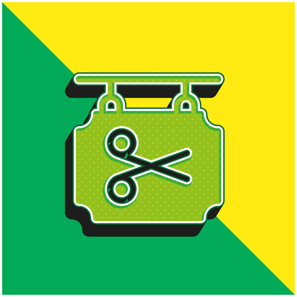 Friseurladen Grünes und gelbes modernes 3D-Vektor-Symbol-Logo - Vektor, Bild