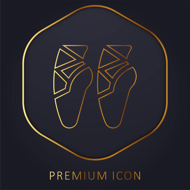 Ballet Shoes golden line premium logo or icon - Vector, Image