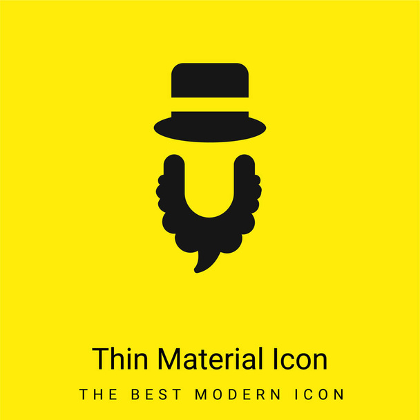 Baard En Hoed Minimaal helder geel materiaal icoon - Vector, afbeelding