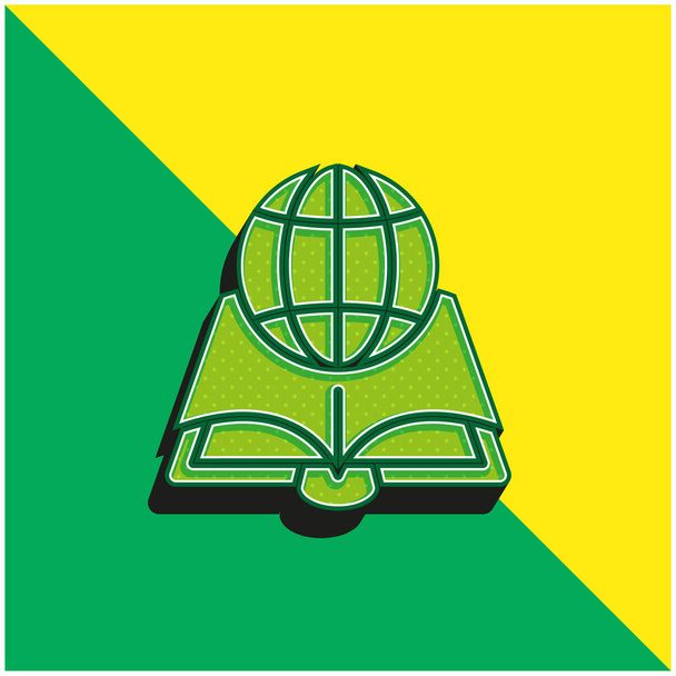 Libro verde y amarillo moderno 3d vector icono logo - Vector, imagen