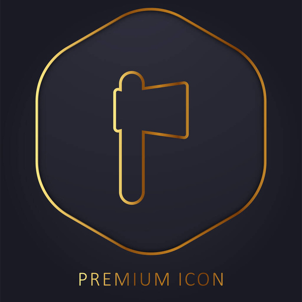 Hacha de batalla línea dorada logotipo premium o icono - Vector, imagen