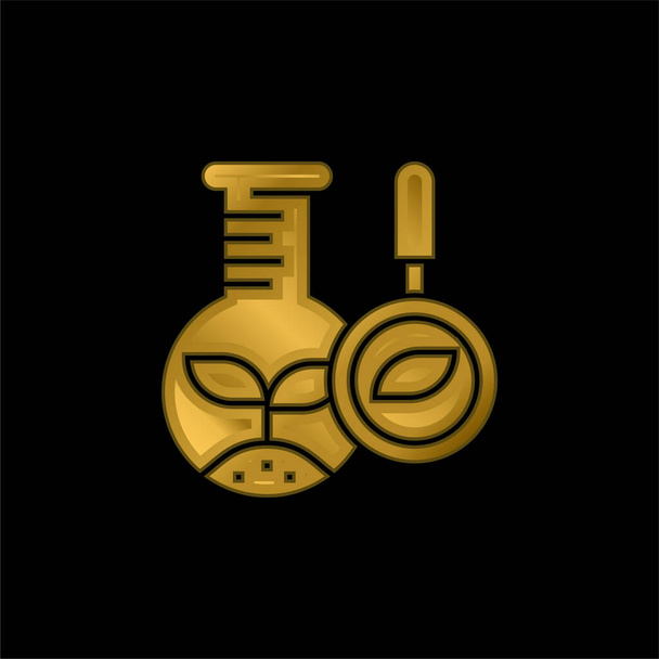 Biologia złocona metaliczna ikona lub wektor logo - Wektor, obraz