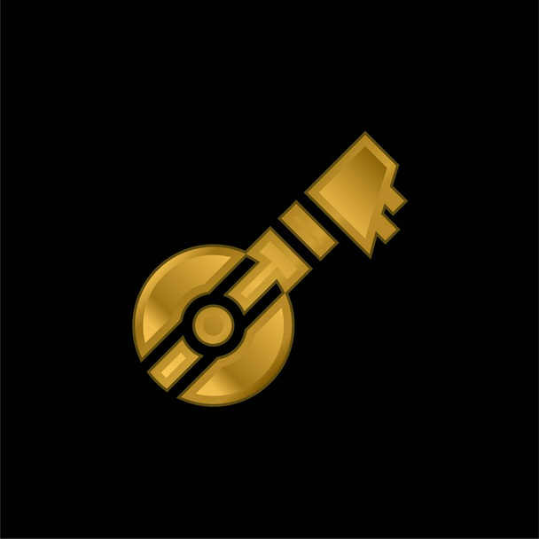 Bouzouki banhado a ouro ícone metálico ou vetor logotipo - Vetor, Imagem