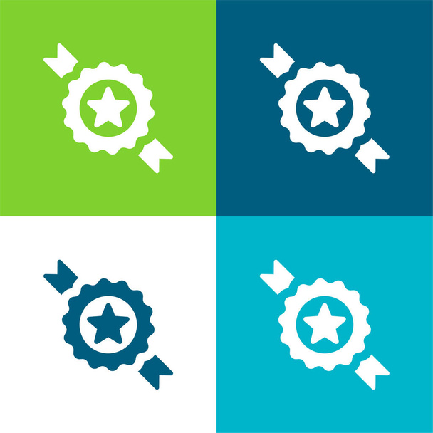 Insignia Plano de cuatro colores mínimo icono conjunto - Vector, imagen