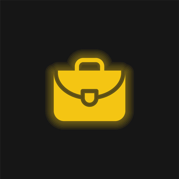 Evrak çantası sarı parlak neon simgesi - Vektör, Görsel