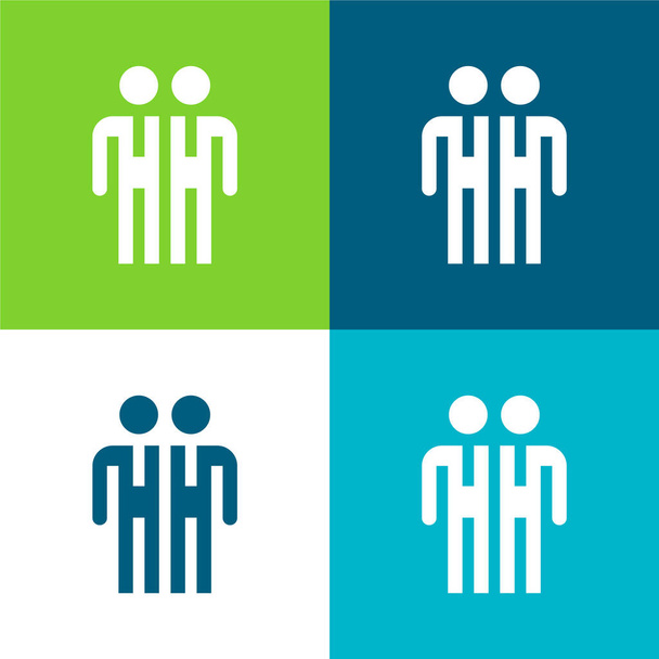 Участники Плоские четыре цвета минимальный набор значков - Вектор,изображение