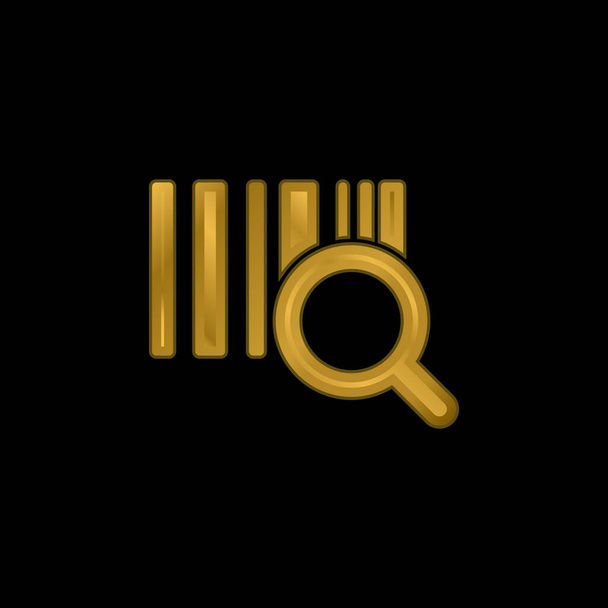 Barscode com uma lupa Business Symbol banhado a ouro ícone metálico ou vetor logotipo - Vetor, Imagem