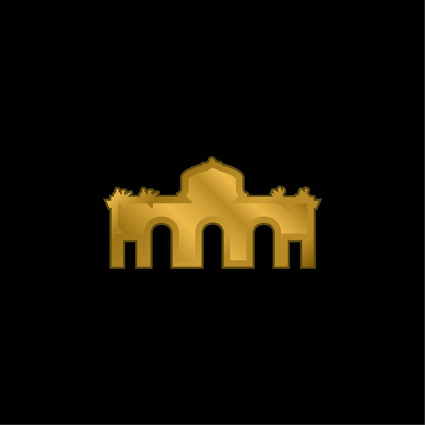 Alcala Gate Spanien vergoldetes metallisches Symbol oder Logo-Vektor - Vektor, Bild