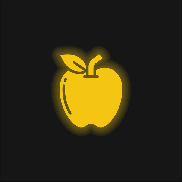 Apple geel gloeiende neon pictogram - Vector, afbeelding