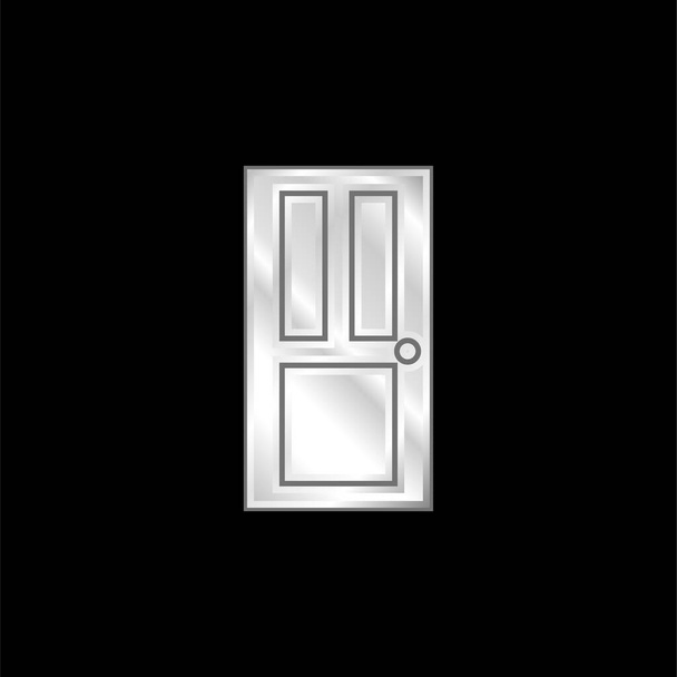 Black Door silver plated metallic icon - Vector, Image