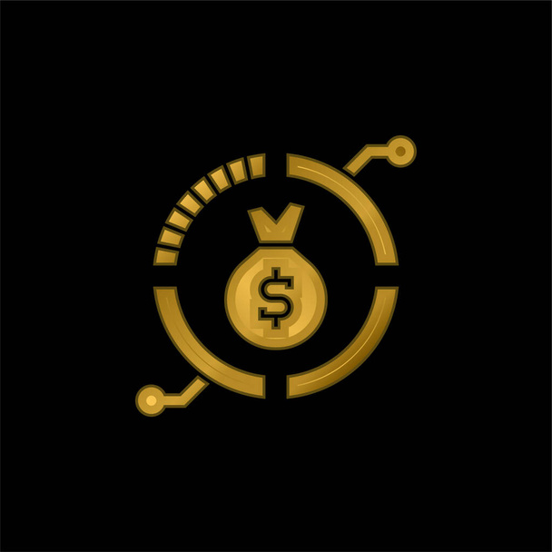 Asset Management gold plated metalic icon or logo vector - Vector, Image