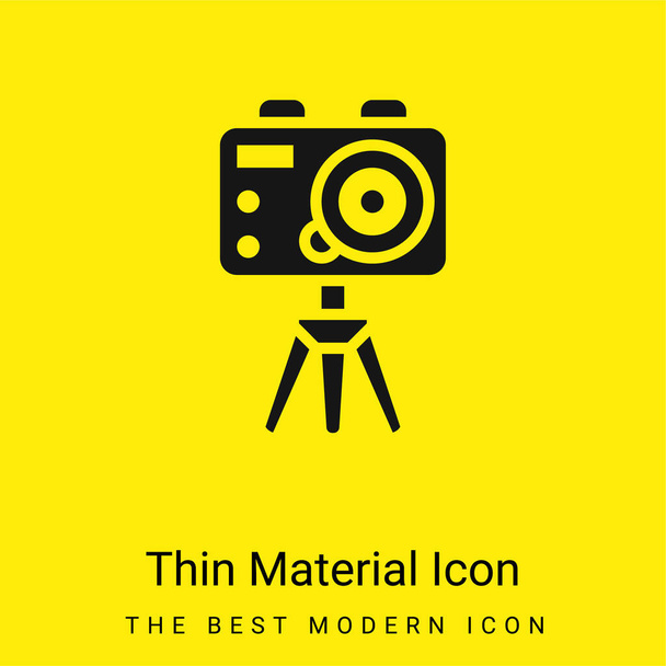Cámara de acción mínimo icono de material amarillo brillante - Vector, Imagen