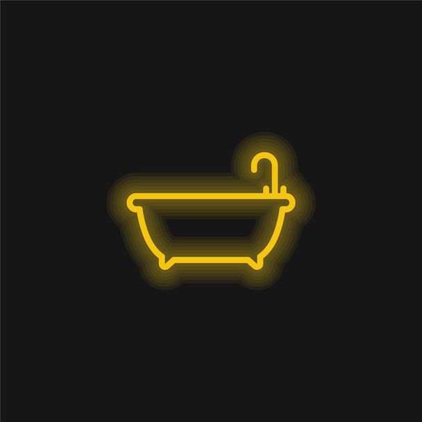 Küvet sarısı parlak neon ikonu - Vektör, Görsel