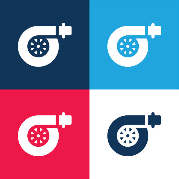 Filtro de aire azul y rojo conjunto de iconos mínimo de cuatro colores - Vector, imagen