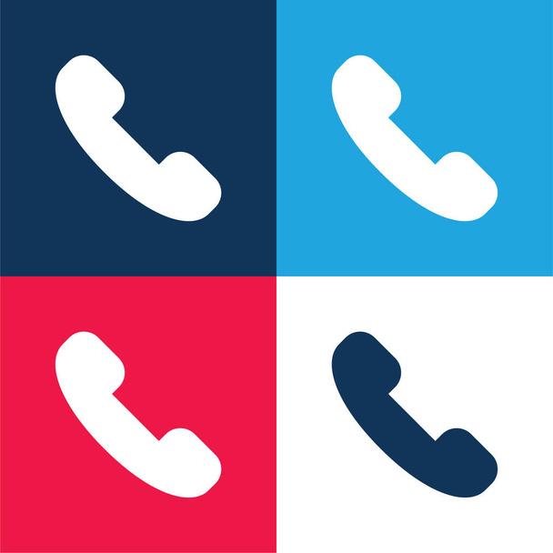 Respuesta Llamada azul y rojo conjunto de iconos mínimo de cuatro colores - Vector, imagen