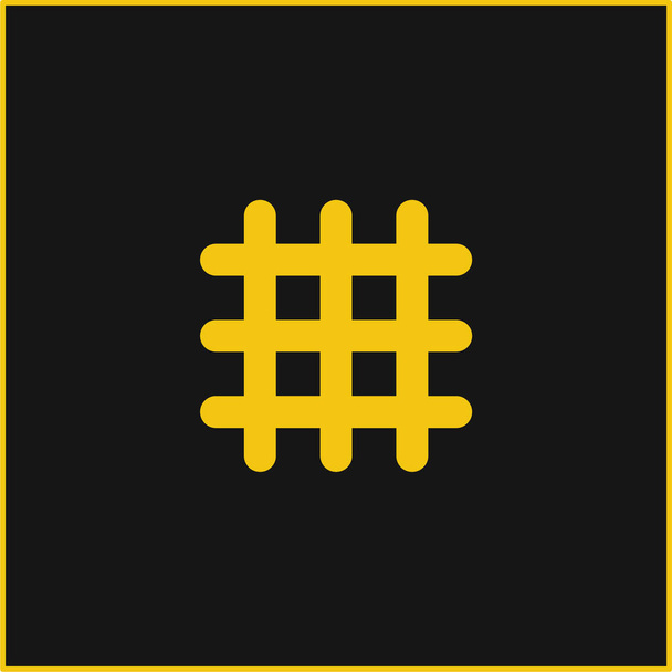Velká žlutá zářící neonová ikona mřížky - Vektor, obrázek