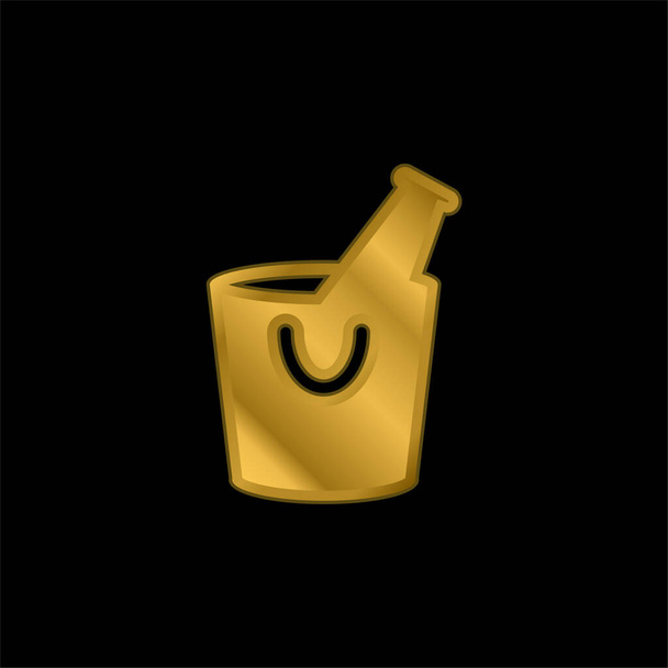 Pozłacany metaliczny ikona alkoholu lub wektor logo - Wektor, obraz