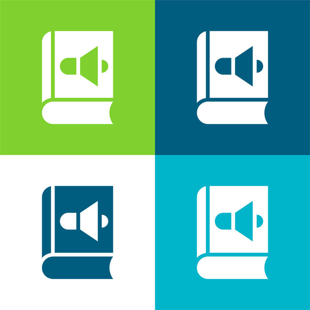 Audiolibro Set icona minimale a quattro colori piatto - Vettoriali, immagini