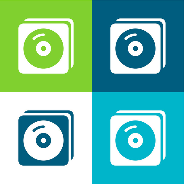 Álbum Plano de cuatro colores mínimo icono conjunto - Vector, imagen