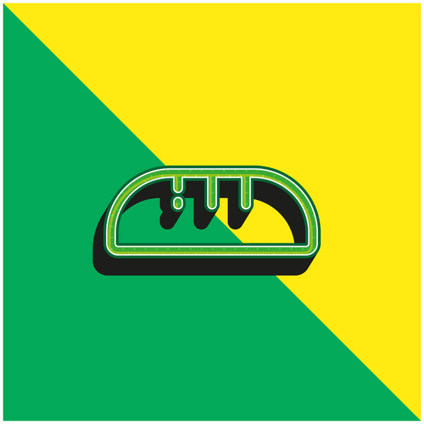 Pão verde e amarelo moderno logotipo vetor 3d ícone - Vetor, Imagem
