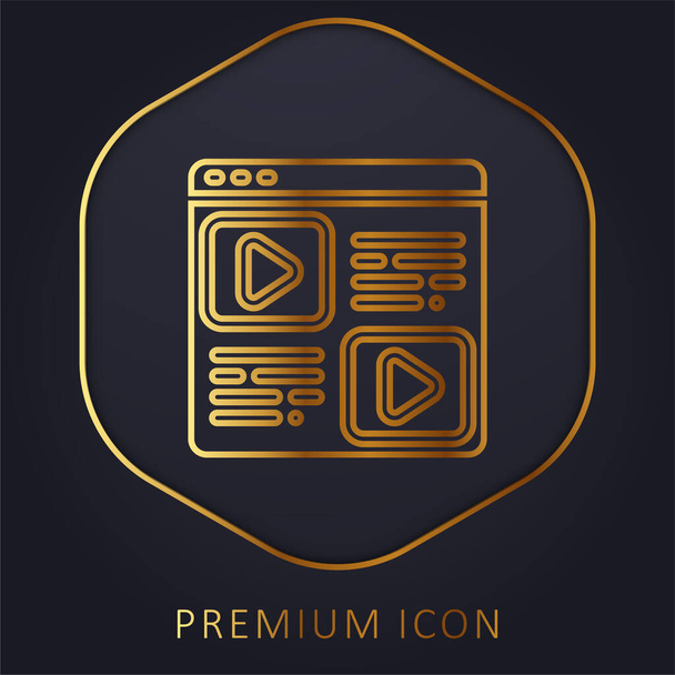 Blog línea de oro logotipo premium o icono - Vector, imagen