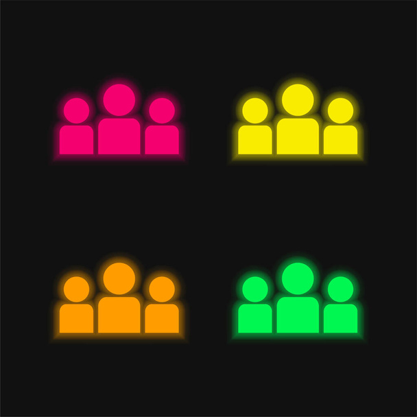Rólunk négy szín izzó neon vektor ikon - Vektor, kép