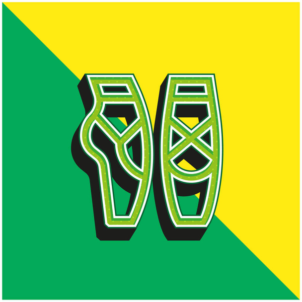 Balett Zöld és sárga modern 3D vektor ikon logó - Vektor, kép