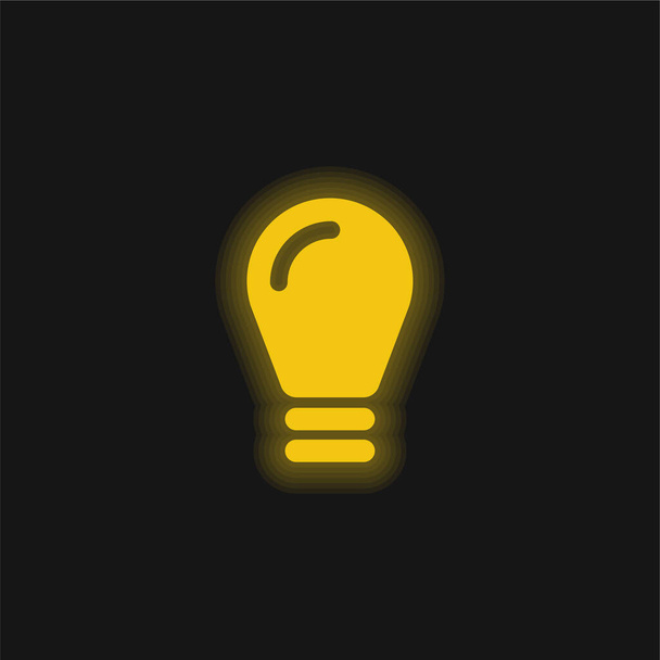 Черная лампочка желтый светящийся неоновый значок - Вектор,изображение