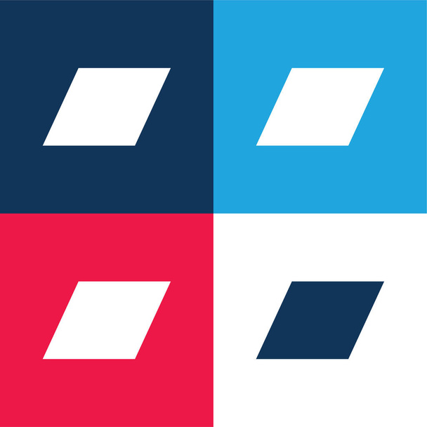 Bandcamp Logo blauw en rood vier kleuren minimale pictogram set - Vector, afbeelding
