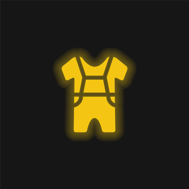 Bebek kıyafetleri sarı parlak neon ikon - Vektör, Görsel