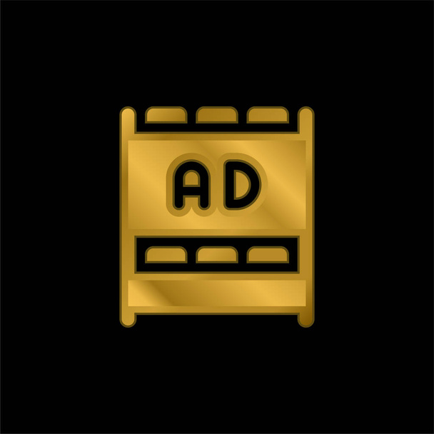 Anúncios banhado a ouro ícone metálico ou vetor logotipo - Vetor, Imagem