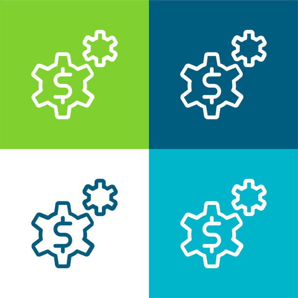 Aplicación Conjunto de iconos plano de cuatro colores mínimos - Vector, Imagen