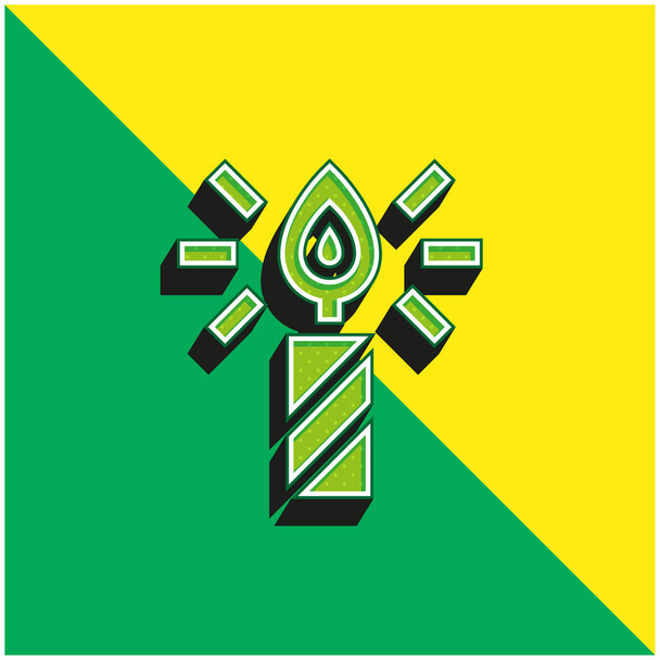 День рождения Свеча Зеленый и желтый современный 3D логотип векторной иконки - Вектор,изображение