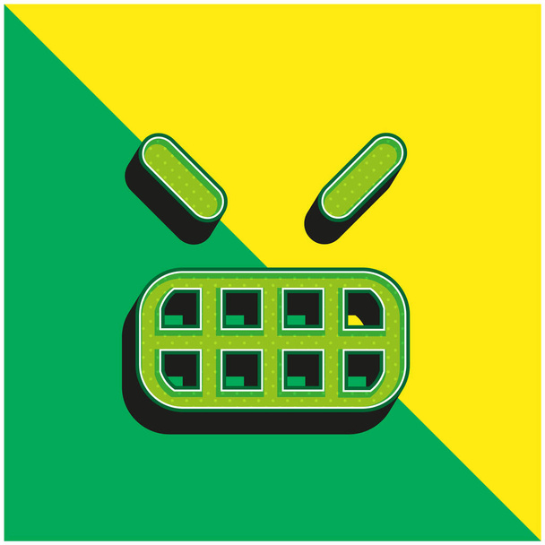 Angry Emoticon Square Face Groen en geel modern 3D vector icoon logo - Vector, afbeelding