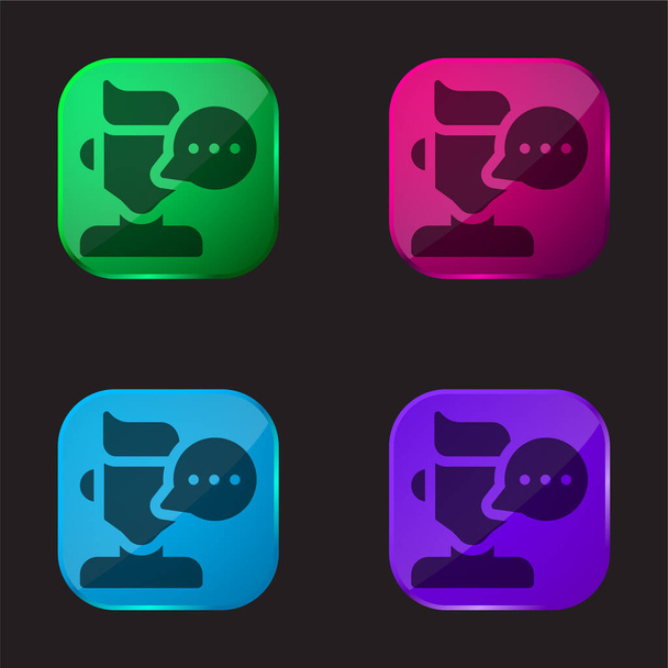 Blogger čtyři barvy skleněné tlačítko ikona - Vektor, obrázek