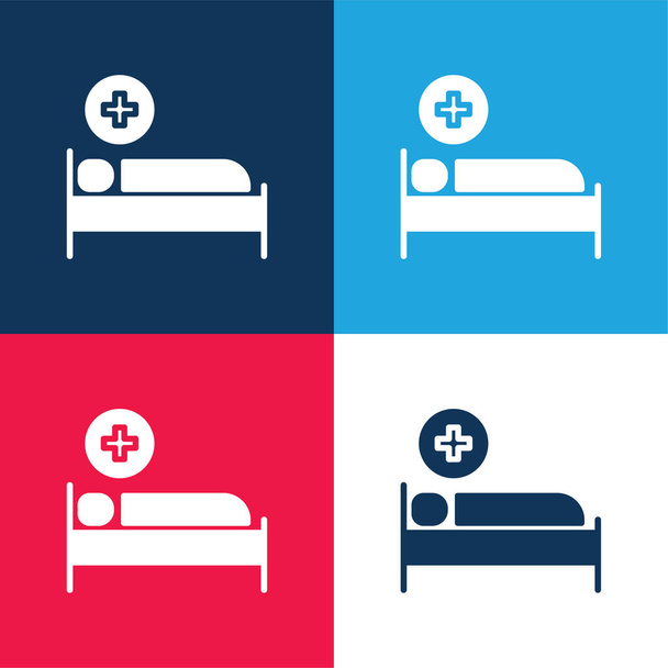 Ágykék és piros négy szín minimális ikon készlet - Vektor, kép