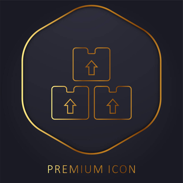 Cajas línea dorada logotipo premium o icono - Vector, imagen