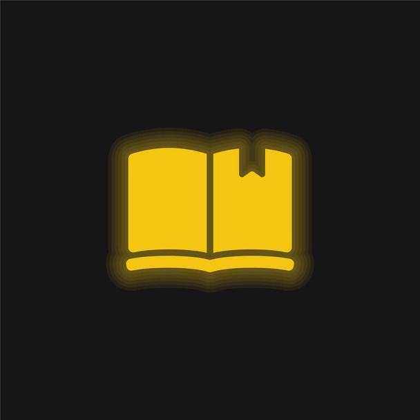 Książka z zakładką żółty świecący neon ikona - Wektor, obraz