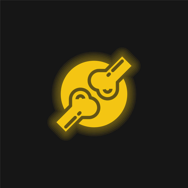 Bones żółty świecący neon ikona - Wektor, obraz
