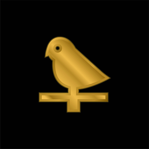 Ave chapado en oro icono metálico o logo vector - Vector, imagen