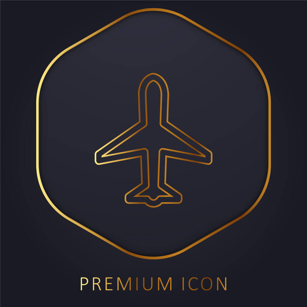 Logotipo o icono premium de la línea dorada Basic Plane - Vector, imagen