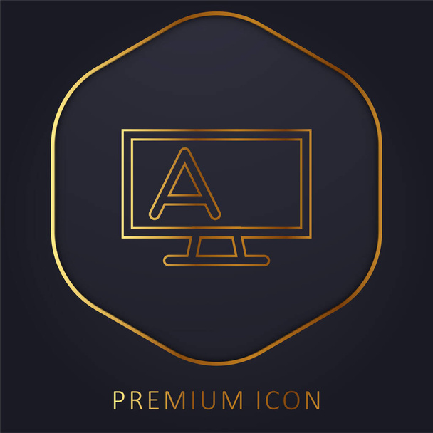 Esquema de pizarra con pie y letra Una línea de oro logotipo premium o icono - Vector, Imagen