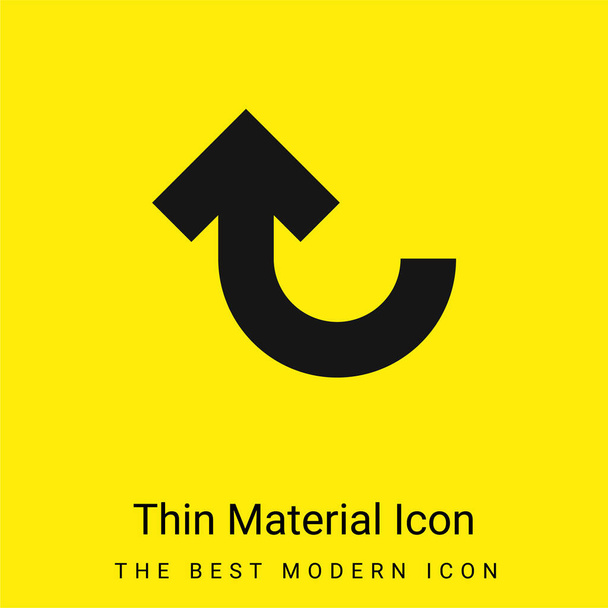 Flecha arriba Curva mínimo icono de material amarillo brillante - Vector, imagen