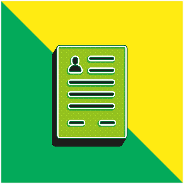 Jelentkezési lap Zöld és sárga modern 3D vektor ikon logó - Vektor, kép