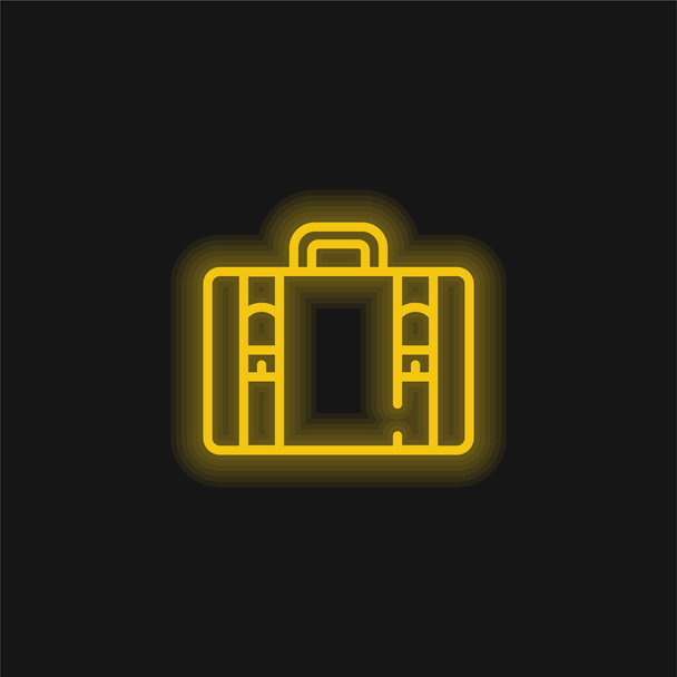 Baggage yellow glowing neon icon - Vector, Image