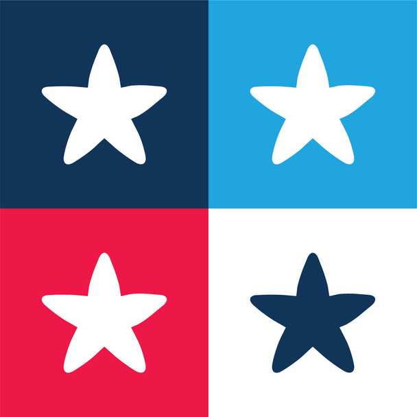 Schwarz Rounded Star blau und rot vier Farben minimales Symbol-Set - Vektor, Bild